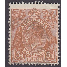 Australian    King George V    5d Brown   C of A WMK  Plate Variety 3R59..